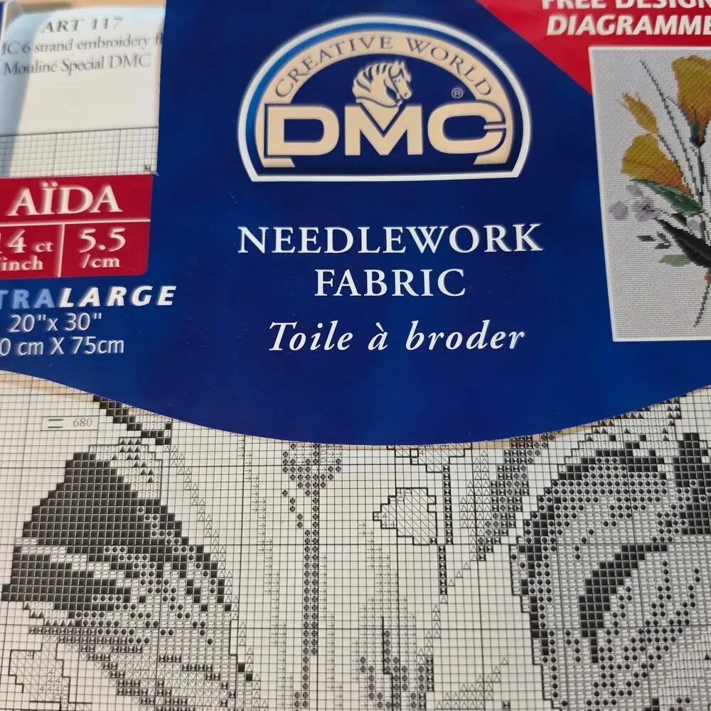 DMC 14 Count Aida Fabric Extra Large Cream 20x30 Cross Stitch Toile a Broder